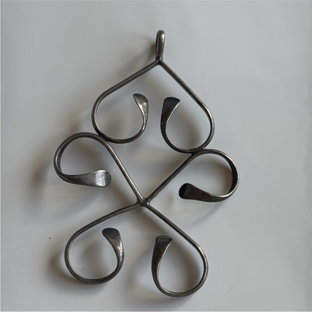 Vintage Midcentury Art Deco Silver Pendant